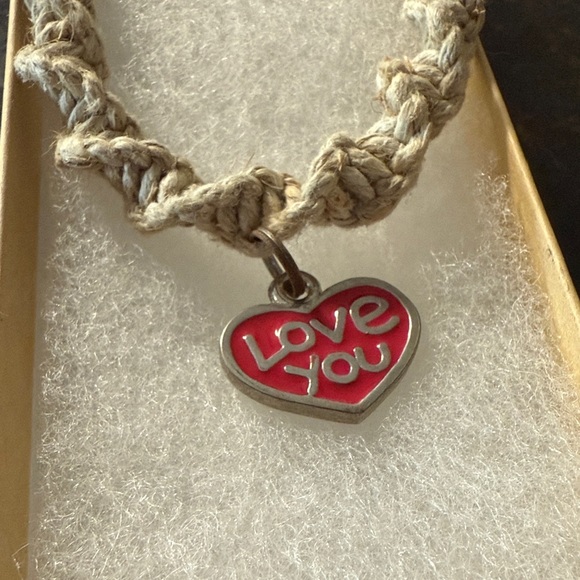 Handmade Jewelry - Heart Charm Anklet - Love You!